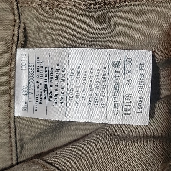 Carhartt Mens NWT Loose Fit Original Pants - Size 36x30 - Picture 7 of 7